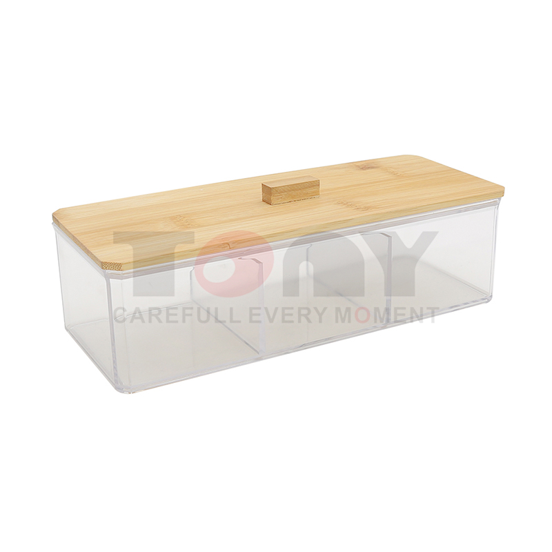 Caja de almacenamiento con cubierta de bambú